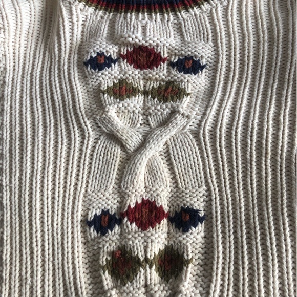 Vintage Chunky Knit Cottagecore Fisherman Crewneck Sweater Medium - Picture 10 of 13